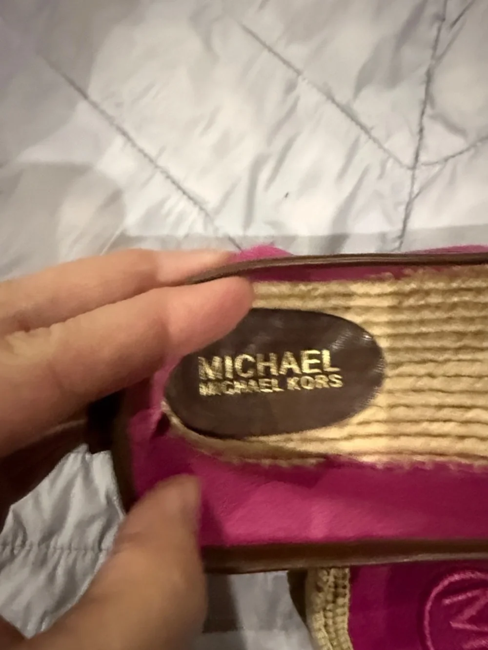 Michael Kors Hot Pink Canvas Espadrille Flats with MK Logo